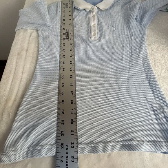 Golfino Womens Light Blue 3/4 Sleeve Gold Polo Shirt Size Medium US 10 Sporty - Picture 7 of 8